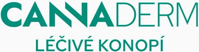 Oficiální logo značky Cannaderm s nápisem Léčivé konopí